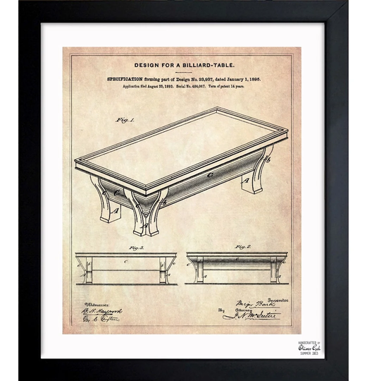 Design for a Billiard-Table 1895 - Picture Frame Graphic Art Print
