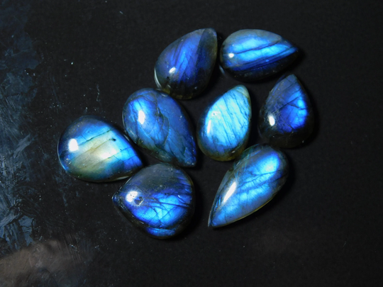 8 Piece Lot Natural Multi Blue Labradorite Cabochons Top Quality Spectrolite Gemstone Handmade Loosestone 65Cts#2552