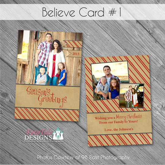 Holiday - Believe Christmas Card No. 1 5x7 Photo Card Templates For Photographers On Whcc & Millers Lab Specs