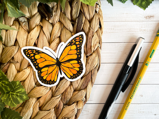 Yellow Butterfly Sticker || Water Resistant Die Cut For Bottles, Laptops, Planners, & More