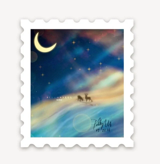 Dreamy Beach Under The Galaxy Sticker 1.77 X 2