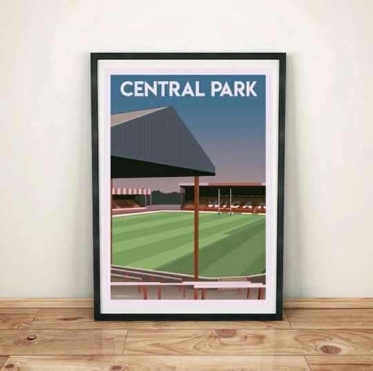 Wigan Warriors Rugby League, Vintage Central Park Art Print Poster