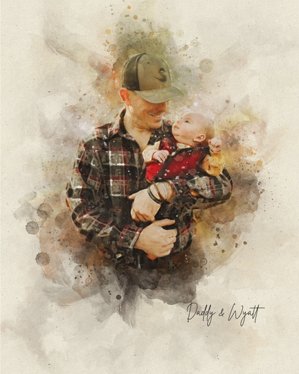 Fathers Day Gift From Wife, Father Daughter Portrait , Portrait, Gift From Daughter, Son