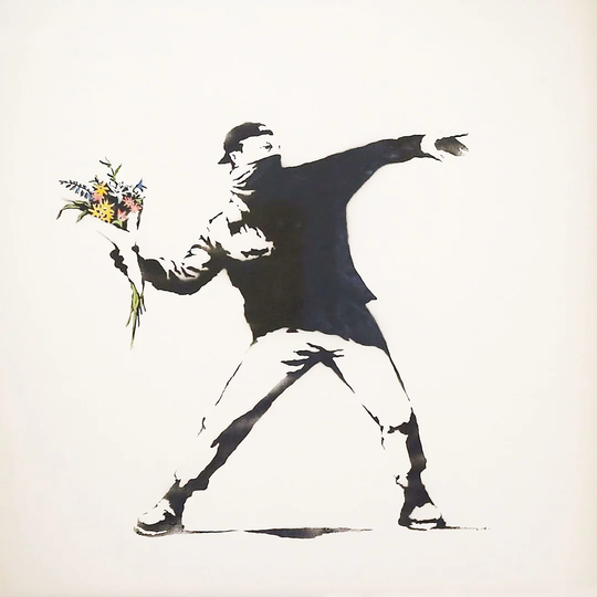 Love is in the Air by Banksy - Wrapped Canvas Graphic Art Print