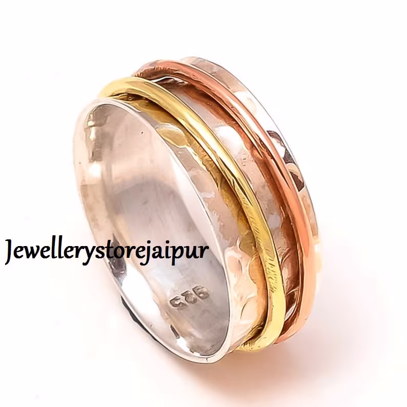 Meditation Ring Hammered Texture Anxiety Ring For Women Simple Band Fidget Ring Worry Fiddle Giftyoga Wedding