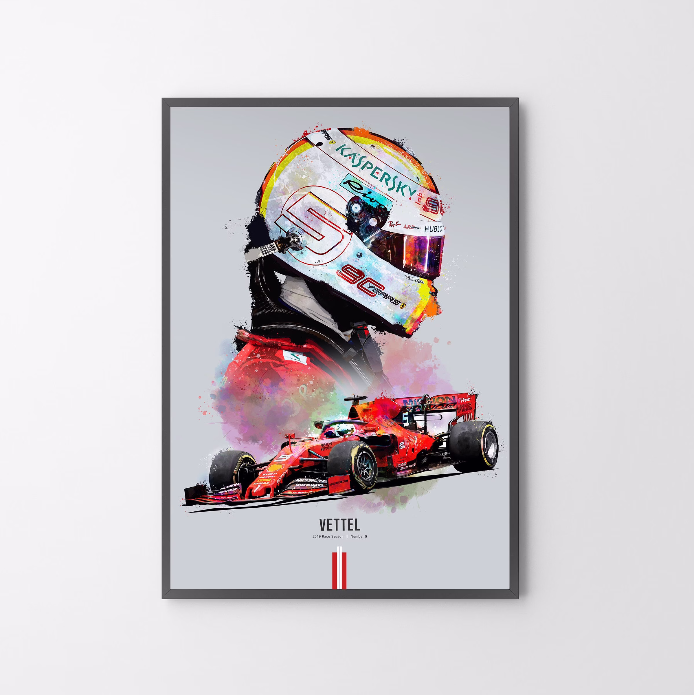 Sebastian Vettel Ferrari F1 Poster Print | Illustration | Unframed