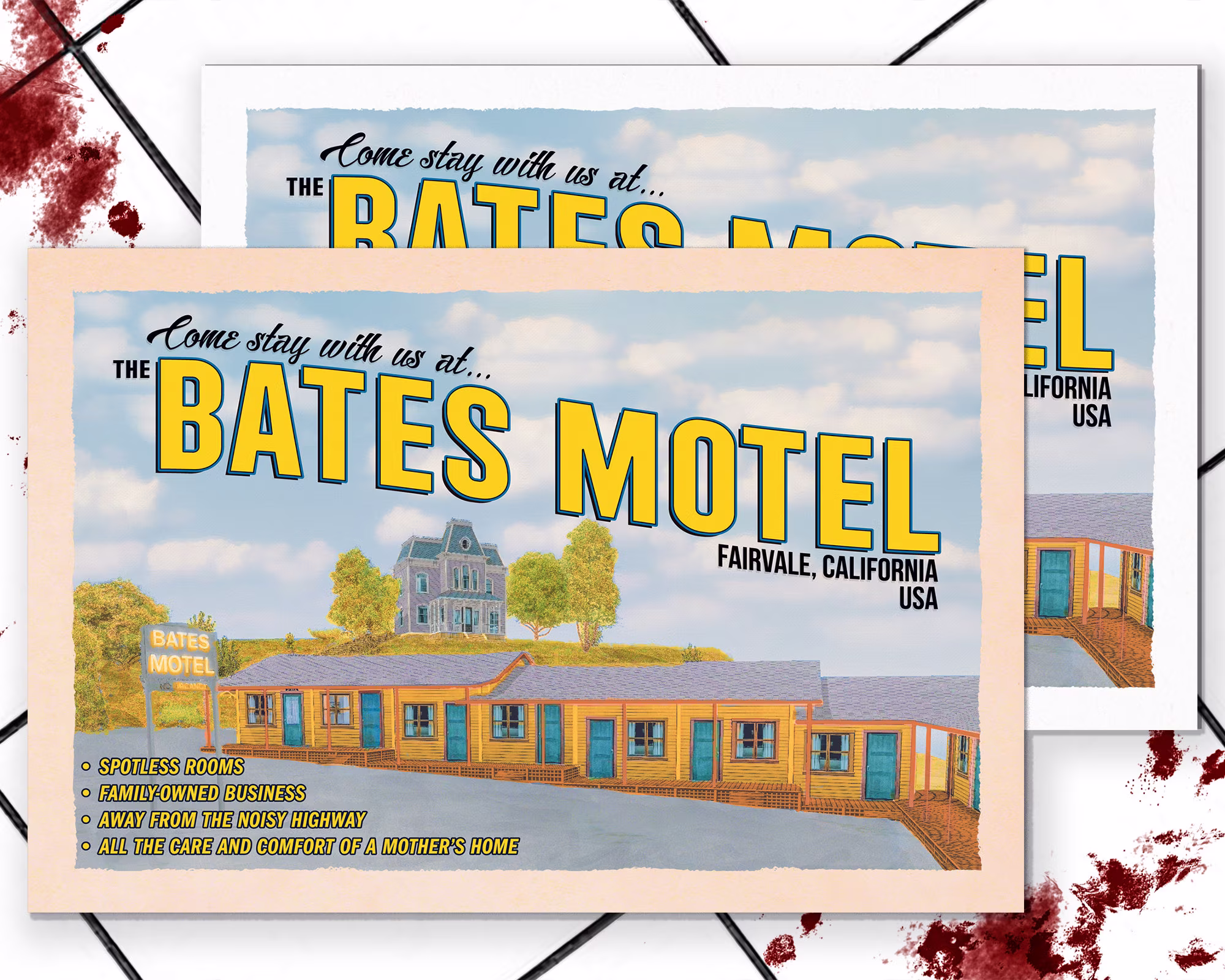 Bates Motel Postcard - Hitchcock Movie Psycho Film Poster Postcards Halloween 2018 Decor Party Favors Bookmark Personalized Gift