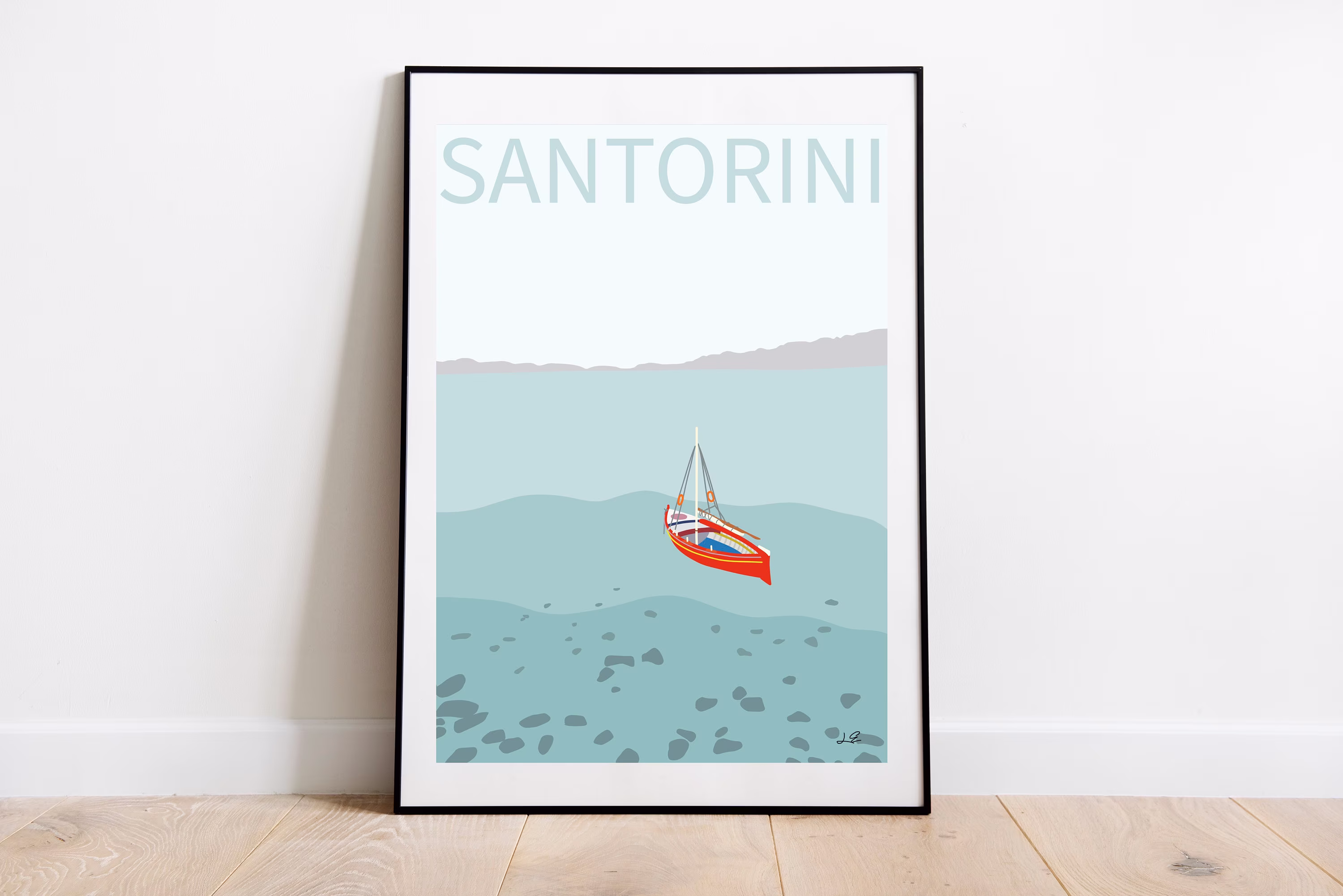Santorini Greece Travel Print Graphic Art