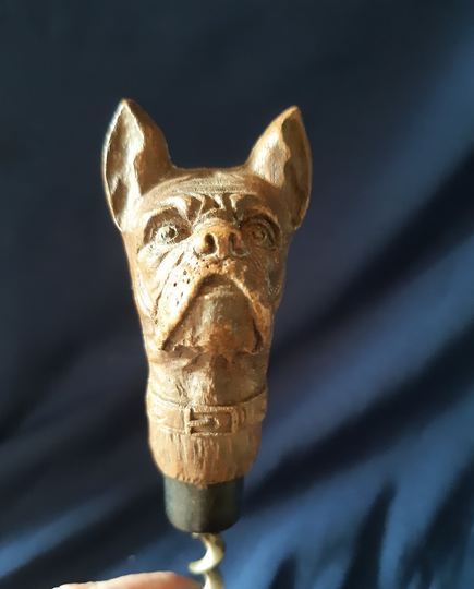 Vintage Corkscrew, Syroco, Figural Syroco Dog, Boxer Bulldog, Dog Collectilble, Bottle Opener, Barware, Gift