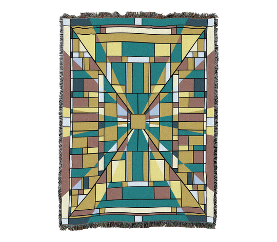 Skylight Turquoise - Frank Lloyd Wright Cotton Woven Blanket Throw Made in The Usa | 72x54