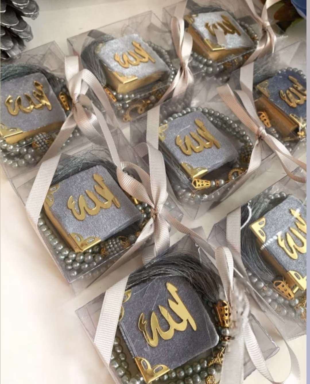 Personalized Velvet Mini Quran Pearl Tasbeeh Decorated Box Gift Set | Eid Favor Wedding Baby Shower Muslim Party