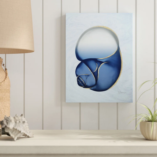 Marble Indigo Snail 2 - Wrapped Canvas Graphic Art Print