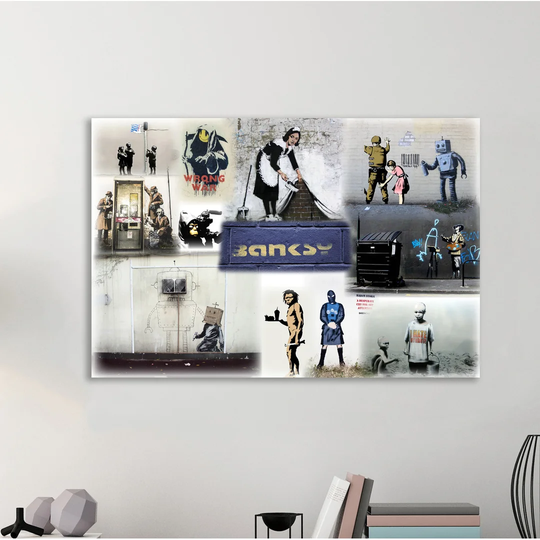 Slight Colour Collage by Banksy - Wrapped Canvas Graphic Art Print