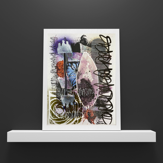 Original Graffiti Art, Mixed Media Painting, Wall Art Leaves, Abstract Painting By Julie Steiner, Remix, Original Mixed Media