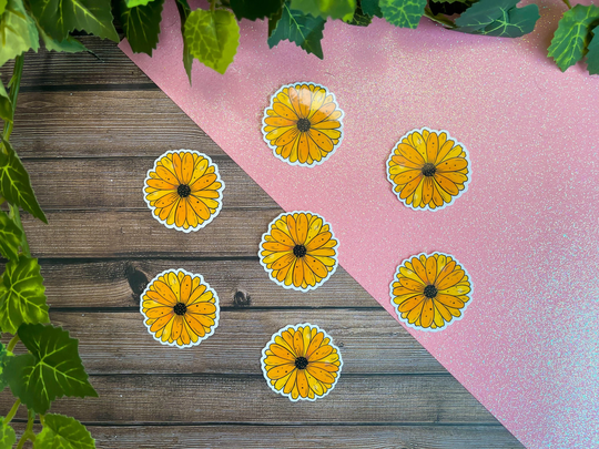 3-Pack Mini Yellow Daisy Stickers || Water Resistant Die Cut Sticker For Bottles, Laptops, Planners, & More