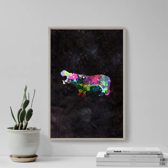 Hippo Watercolour - Original Graphic Art Print Photo Poster Gift Home Wall Decor Animal Paints Hippopotamus