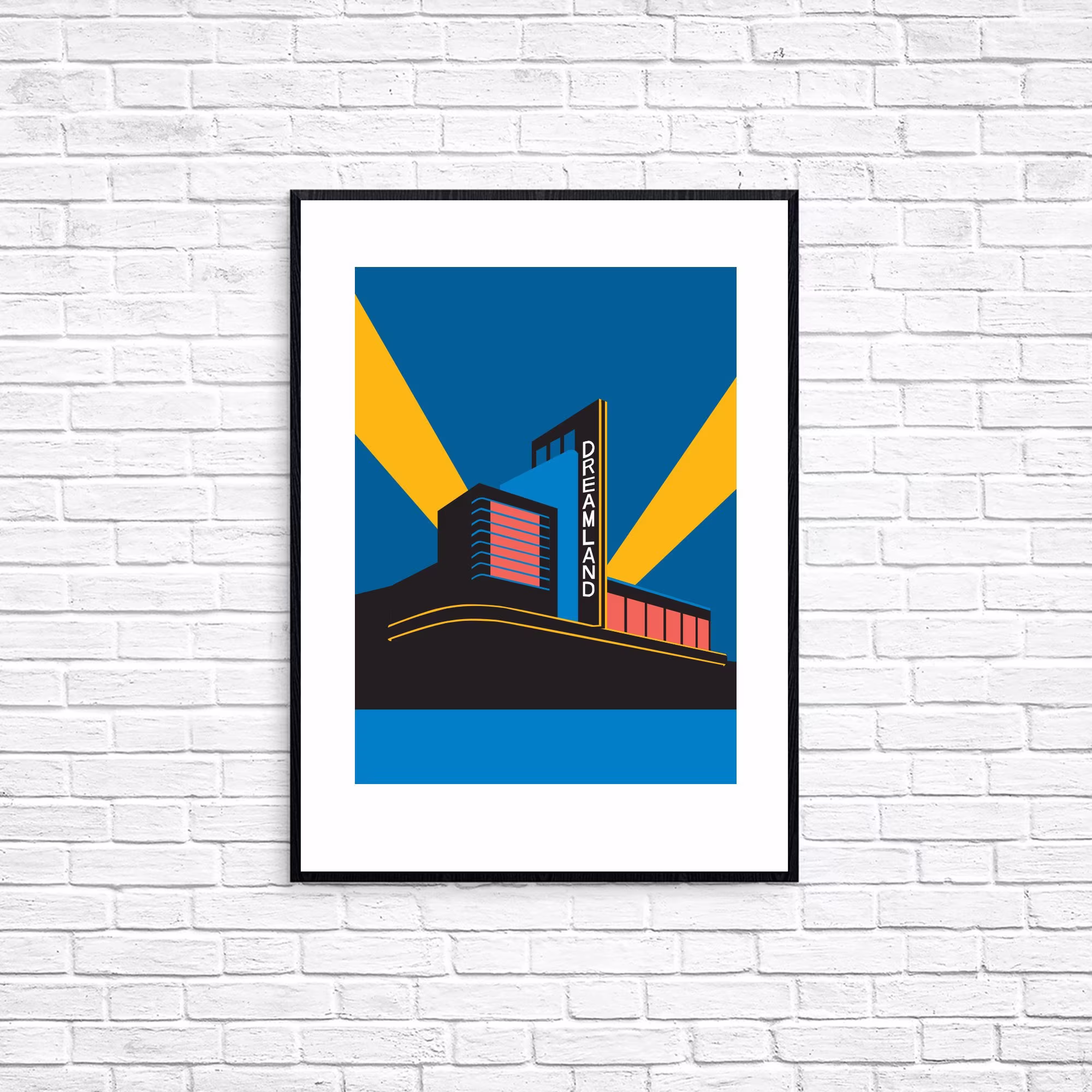Seconds Sale - Dreamland Travel Poster Margate Art Deco Print Illustration By Rebecca Pymar