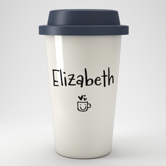 Mini Icon Personalised Name Eco Coffee Travel Mug | Reusable Gift Friendly Present Lover