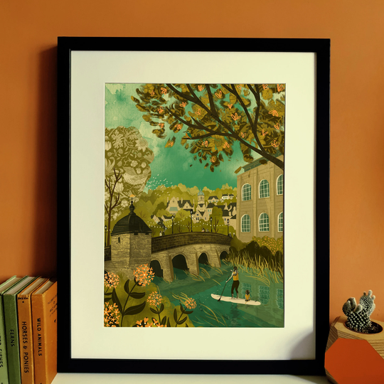 Bradford-On-Avon Bridge Wiltshire Illustration Print A3