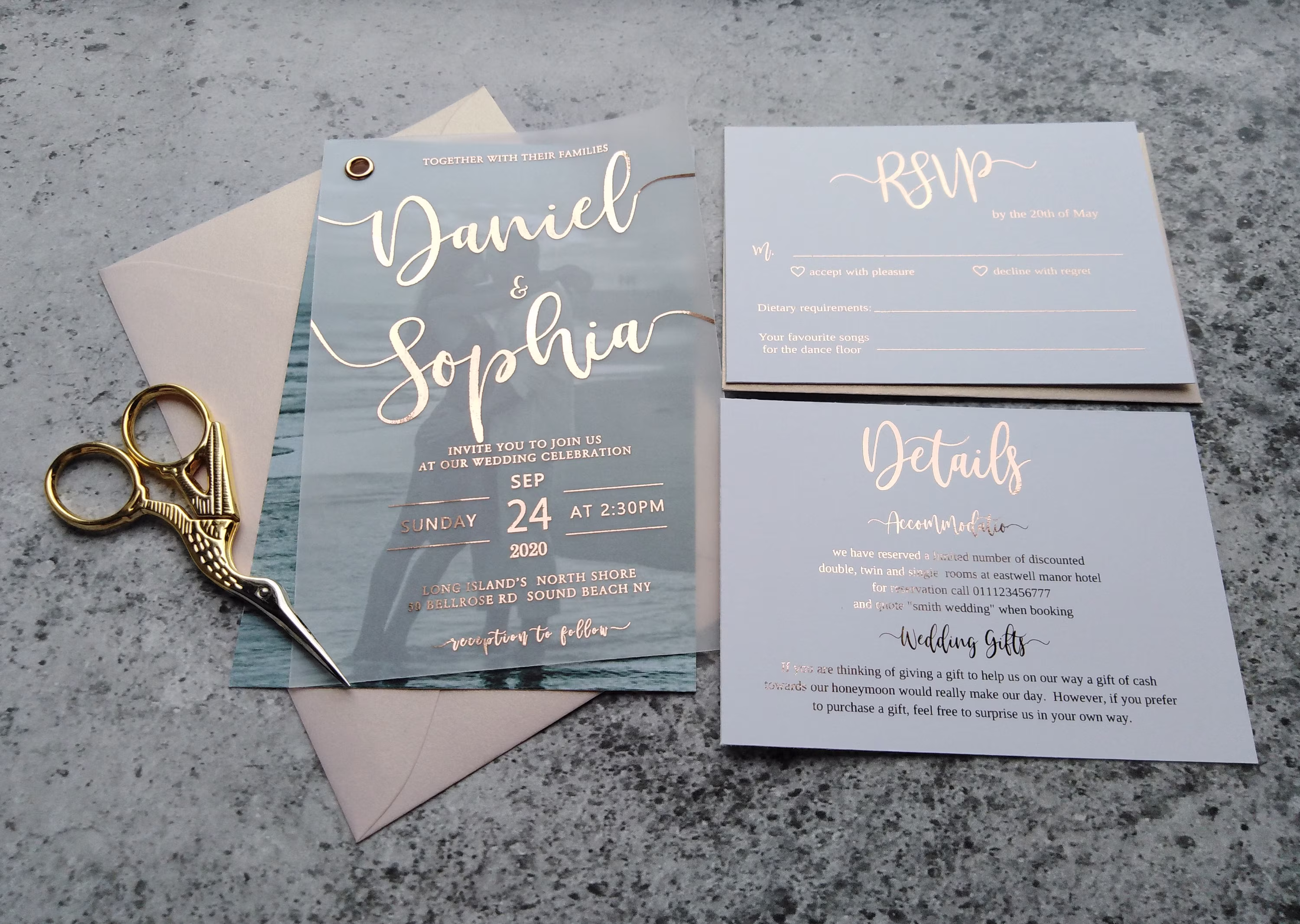Photo Foiled Vellum Wedding Invitations