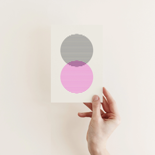 Geometric Card, Blank Retro Graphic Art Card - Merge