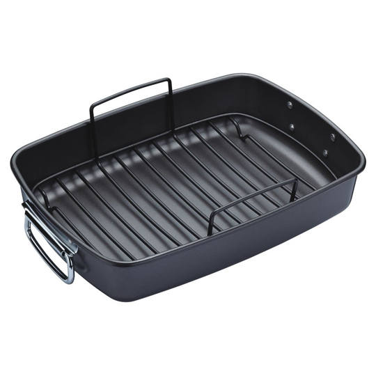 MasterClass Non-Stick Large Roasting Tin with Rack, 40 x 28 cm (15.5" x 11")