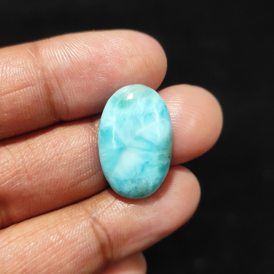 Natural Larimar Cabochon 23x15 Mm Oval Shape 17 Cts Loose Gemstone For Pendant Macrame Making Jewelry Hand Polish Cabs