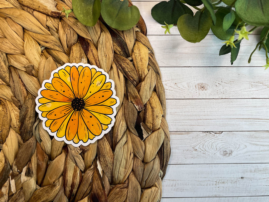 Yellow Daisy Sticker || Water Resistant Die Cut For Bottles, Laptops, Planners, & More