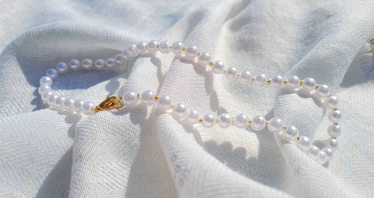 Pearl Necklace With Gold Beads