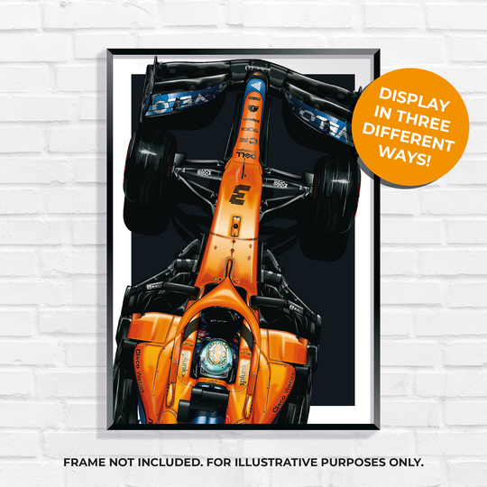 Mclaren Mercedes F1 Poster | Daniel Ricciardo Lando Norris Formula 1 Grand Prix Hand Drawn