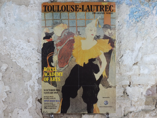 1988 Royal Academy Of Arts Poster, Henri Toulouse-Lautrec, "Clowness At The Moulin Rouge