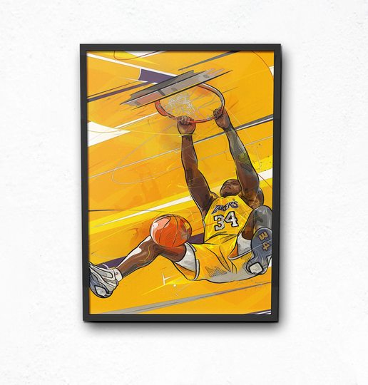 Shaquille O'neal Poster, Wall Art, Sports Fan Art, Print, Kids Decor Digital Posters