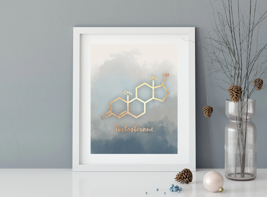 Testosterone Molecule Art Print, Wall Art, Wall Decor, Chemistry, Nursery Poster, It's A Boy, Boy Nursery Art