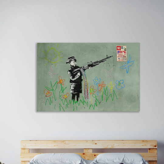 Child Soldier by Banksy Banksy - Wrapped Canvas Graphic Art Print