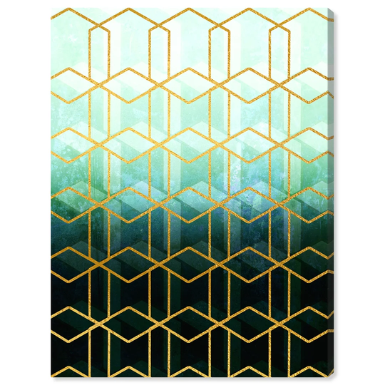 'Geometric Eyes Emerald' - Wrapped Canvas Graphic Art Print