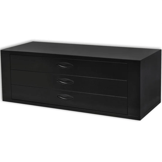 Metal Garden Box 3 Drawers Black