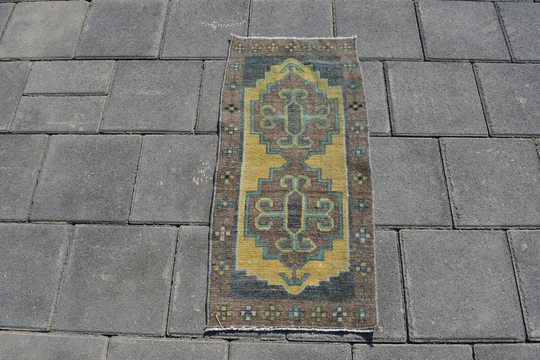 Vintage Mini Rug, Turkish Mini Rug, Bath Rug, Turkey Small Rug, Wool Doormates, Handmade Rug, Small Gift Rugs, 1'5x3'1 Ft, 595-B
