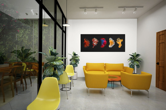 Koi Fish Panoramic Canvas Art Print, Giclée Hanging Wall Decor, Modern Prints, Artwork, Living Room Decor
