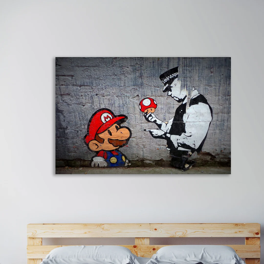 Mario's Mushroom by Banksy - Wrapped Canvas Graphic Art Print