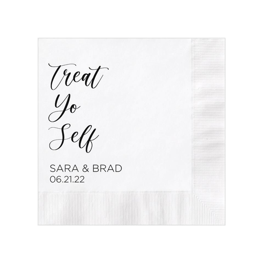Personalized Wedding Napkins Bridal Shower Custom Monogram Treat Yo Self Hashtag