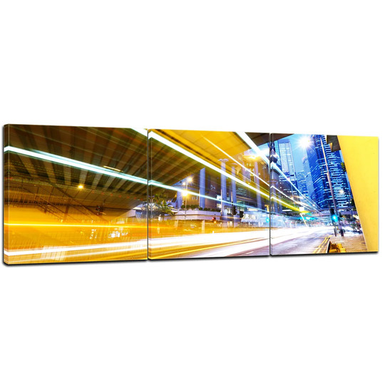 Night Traffic 3 Piece Graphic Art on Canvas Set