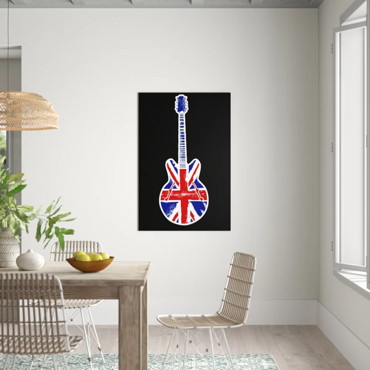 Guitar British Flag - Wrapped Canvas Graphic Art Graphic Art on Canvas