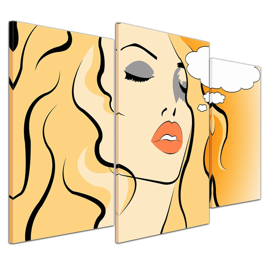 Pop Art Woman 3-Piece Graphic Art on Canvas Set
