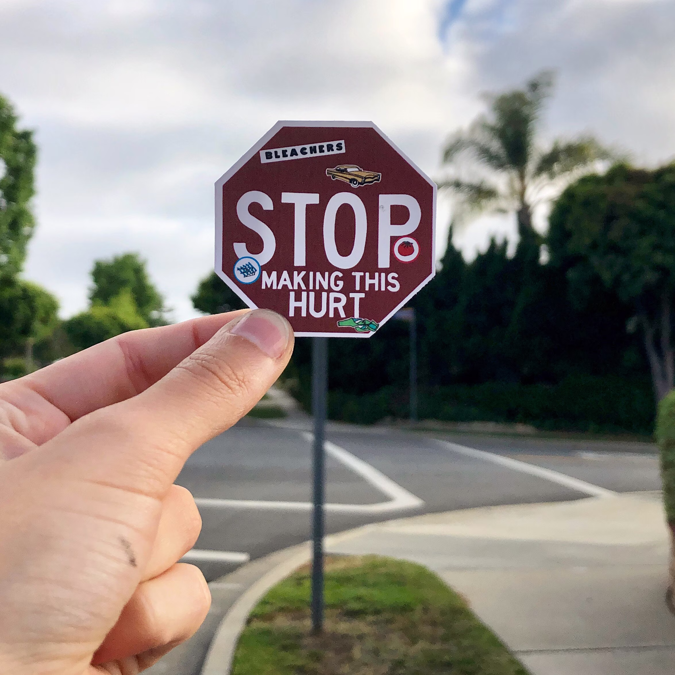 Stop Making This Hurt Street Sign Sticker | Jack Antonoff Bleachers Gone Now Strange Desires Stickers