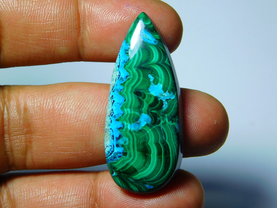 Rare Collection Of Very & Gorgeous Azurite Malachite High Quality Cabochon, Natural Loose Gemstone 61Cts.(42x18mm