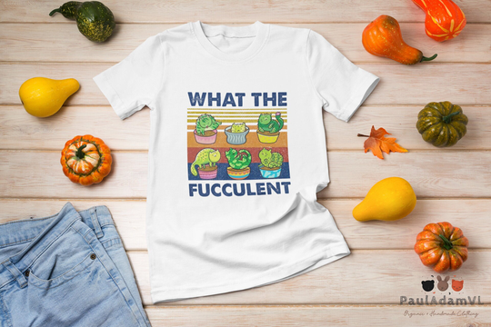 Cat Cactus What The Fucculent Vintage T-Shirt, Funny Novelty Shirt, Garden Gardening Lover Gift Shirt