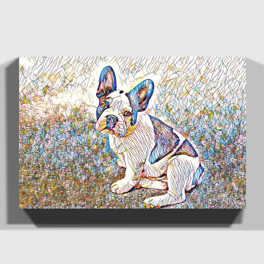 'Black and White French Bulldog Dog' Graphic Art on Graphic Canvas