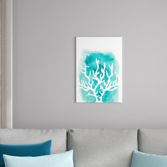 Watercolour Aqua Coral by Jetty Printables - Unframed Graphic Art Print on Paper