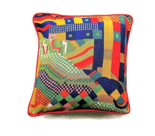 Liberty's Collier Campbell, Bauhaus, Vintage Late 60S, Red, Yellow & Blue Linen Cushion Cover, Throw Pillow Homeware Decor