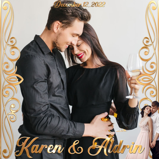 Personalized 360 Booth Overlay Photobooth Video Boomerang Gold Luxury Wedding Bridal Shower Quinceañera Birthday Party Fancy Frame Digital